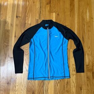 TSLA Men's Blue and Black Swim Rash Guard